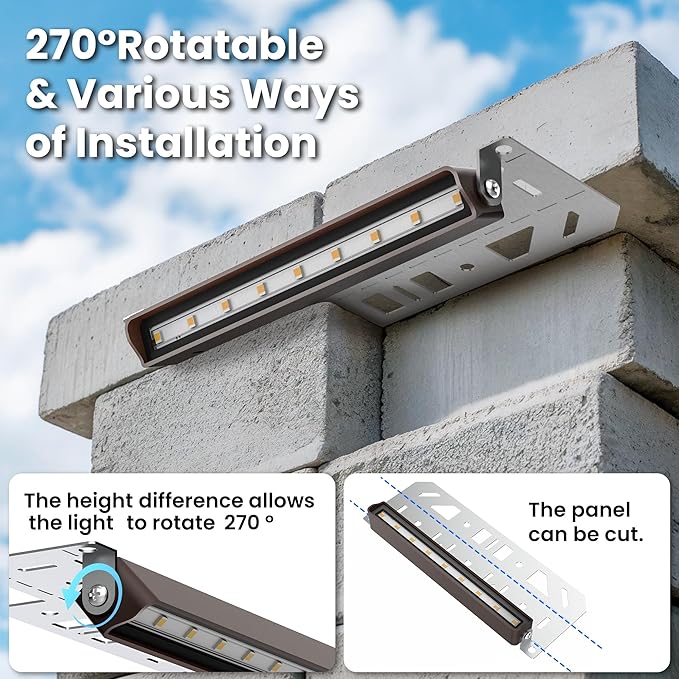Retaining Wall Lights, 7 Inch LED Hardscape Lighting Waterproof, 12V Low Voltage Landscape Lighting, Outdoor Step Lights for Patio Stairs Deck 2700K, 270° Rotate, 16 Pack