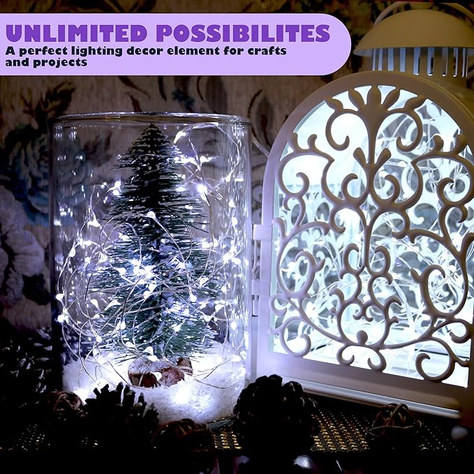 OakHaomie 6 Pack Fairy Lights Battery Operated No Remote Waterproof Firefly Lights LED Starry String Lights 20 LEDs 7ft Silvery Copper Wire for Wedding Party Bedroom Patio Christmas Decor Cool White