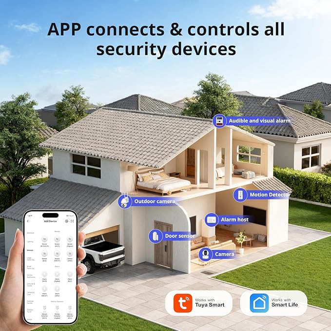 Alarm System for Home Security,WiFi+GSM/4G Instant App Alerts Smart Wireless Door & Window Alarms for Home,Remote or Smart Life/Tuya APP Control,Compatible with Alexa or Google Easy to Install