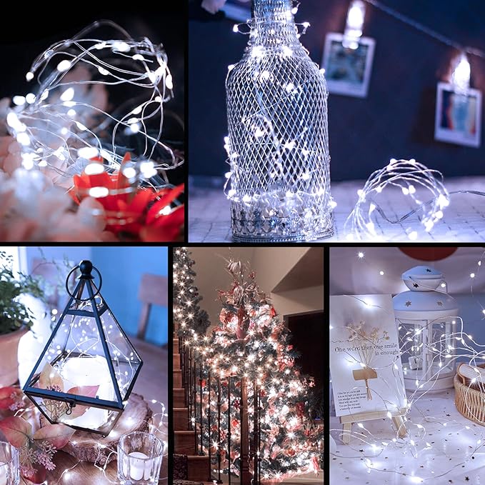 ZGWJ Fairy Lights Battery Operated, 50 Pack Twinkle String Lights 20 LED 7FT 3 Lighting Modes for Bedroom Decor, Wedding, Halloween, Christmas, Party Indoor and Outdoor Decoration (White, 50PCS)