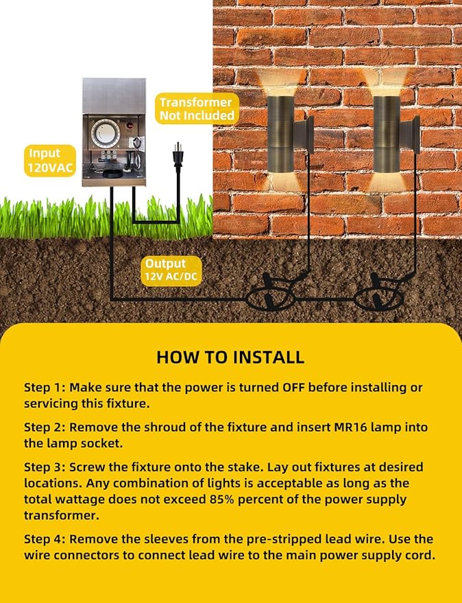 COLOER Brass Outdoor Cylinder Wall Lights(Bronze 6.875" H x 4.25" W) with 5W LED MR16, 12V Low Voltage Porch Light in 2 Lights, 2700K Up Down Lights, Outside Light for House Porch Patio Door