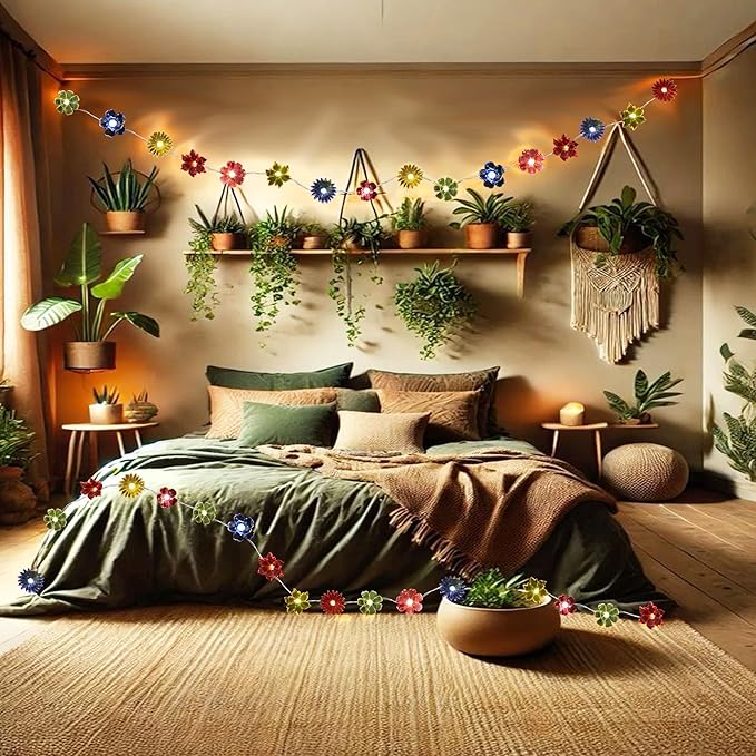 JASHIKA Fairy Lights Decorative Flower Lamp -Waterproof Battery Operated String Lights 7ft 20LED Indoor Outdoor- Floral Décor Flower String Lights Garden Wreath Fence Bathroom Office Home Decor