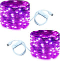 RUICHEN 20 Ft 120 LED USB Fairy String Lights with On/Off Switch, Waterproof Copper Wire Lights for Bedroom Wall Ceiling Wreath Crafts Christmas Halloween Party, Purple, 2 Pack