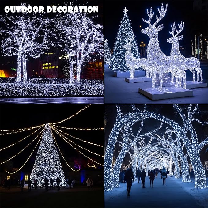 Fairy Lights Plug in,100FT 300LEDs Waterproof Led String Lights,8 Modes Remote Twinkle Light for Outdoor Indoor Christmas Wedding Birthday Garden Party Decorations,Silver Wire,Cool White
