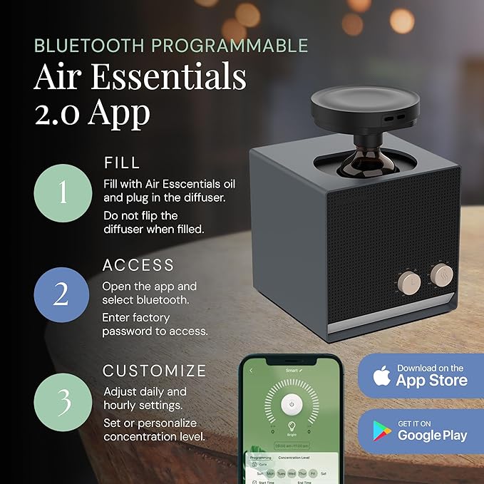 Air Esscentials Smart Scent Air Machine for Home, Office, Spa & Hotel, Bluetooth & Waterless Oil Diffuser with Cold Air Technology, Covers 1,000 sq. ft., Single Scent Tuner
