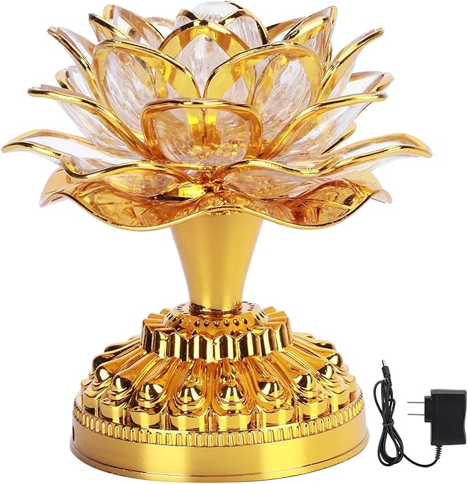 Lotus Flower Buddha Light LED Lamp, 7 Color Changing Meditation Night Light for Home Altar Decor - Energy Efficient Buddhist Prayer Lamp with Power Adapter for Yoga, Office, Meditation Room (5.1 Inch)