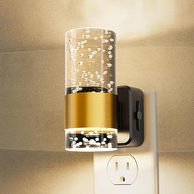 L LOHAS LED Night lights plug into wall, Soft Light Night Light with Adjustable Brightness, Plug in Night Light with Auto Light Sensor, Wall Sconce-style Design Nitelight for Bathroom,Hallway, 1 Pack
