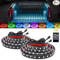 GOOACC RGB Truck Bed Light Strip 2PCS 60" 180 LEDs Neon Accent Lighting with RF Remote On/Off Switch Splitter Extension Cable for 12-Volt Car Cargo Pickup SUV RV Boat
