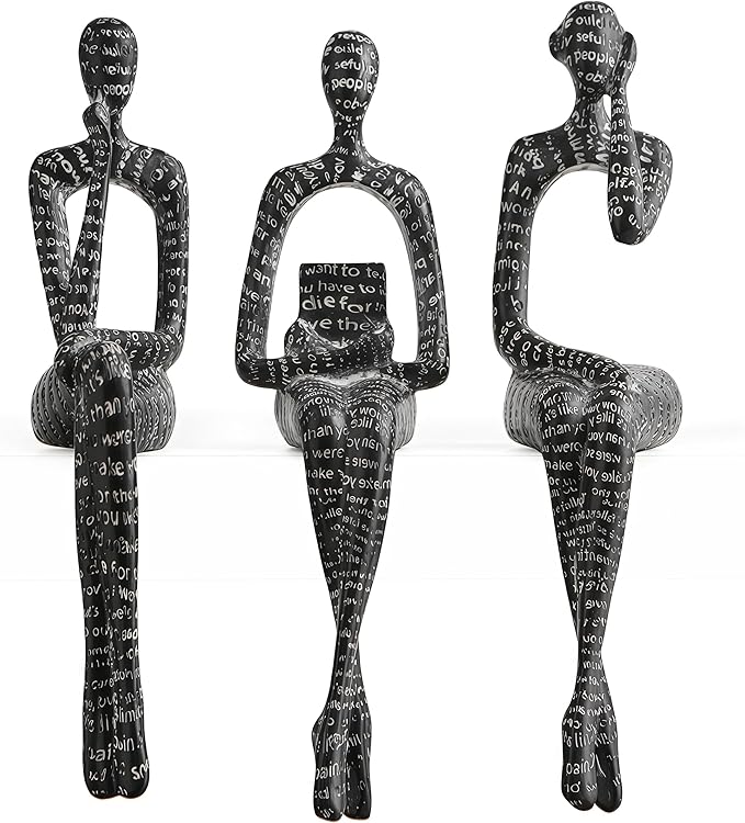 XINXUAN Letter - Black Statue Home Decor - Modern Bookshelf & Desk Decor - 3 Piece Set