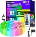 500ft Outdoor LED Strip Lights Waterproof,IP68 Waterproof Led Rope Lights with Remote and App Controlled，Music Sync RGB Outdoor Led Strip Lights for Bedroom,Roof,Courtyards（2 Rolls of 250ft）