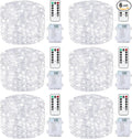 Mlambert 6 Pack 33FT Fairy Lights Battery Operated with Remote and Timer, Waterproof Dimmable 8 Modes Lights for Classroom Backyard Party-Cool White