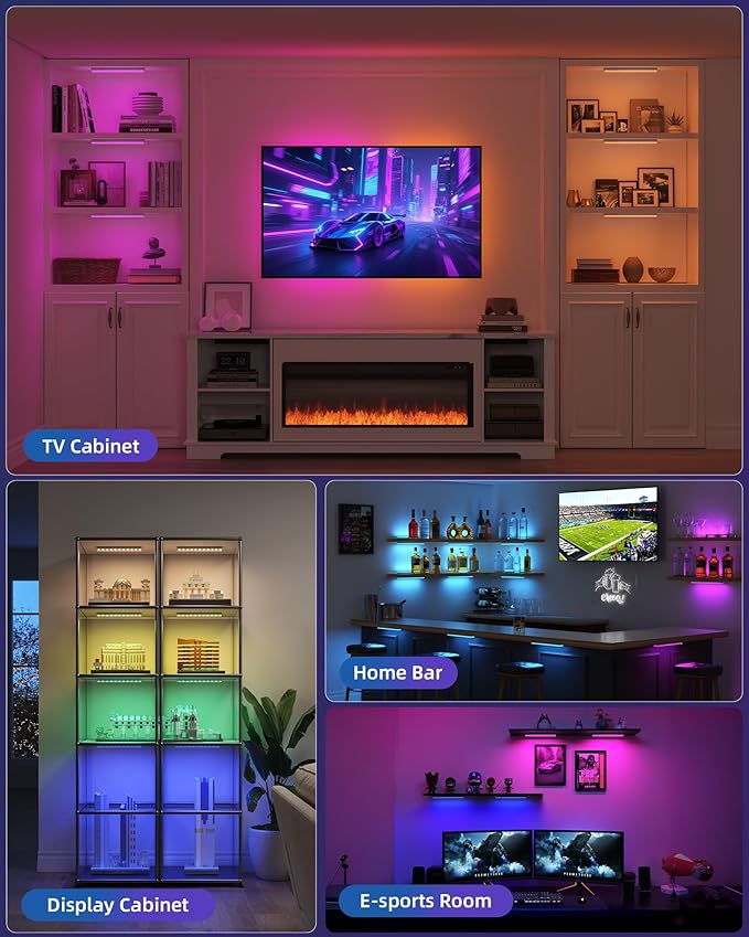 EZVALO 1800mAh Rechargeable Under Cabinet Lights, Wireless Magnetic Light Bars with 80 Colors, 1 Pack for Kitchen Shelves Home Bar（Not Included Remote）