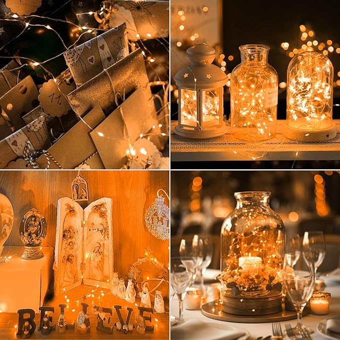 kolpop 30 Pack LED Fairy Lights Battery Operated, 7FT 20 LED Mini Twinkle String Lights Battery Powered Waterproof for Christmas Halloween Mason Jars Party (Orange)