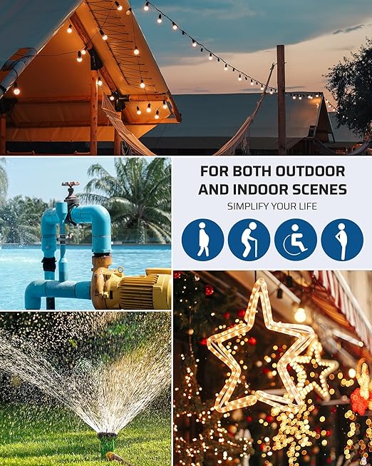 DEWENWILS Outdoor Remote Control Outlet, Wireless Remote Outlet Power Switch, Weatherproof 15 A Heavy Duty Electrical Plug, 3 Grounded Outlets for String Lights, 100Ft Range, UL Listed