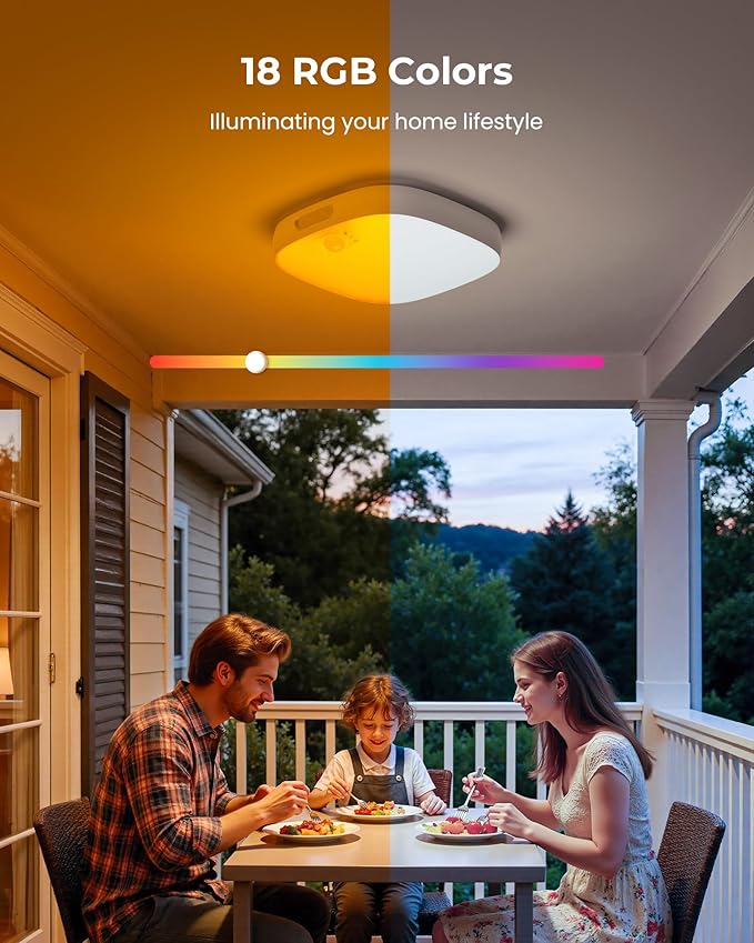 FULEN Shower Lights IP65 Waterproof, Motion Sensor Ceiling Light, Rechargeable Closet Light with 10000mAh Battery, LED Shower Lamp for Bathroom, Cordless Ceiling Lamp with RGB Colors, Remote Control