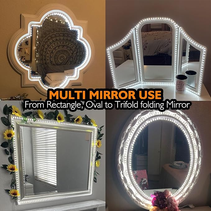 LED Vanity Mirror Lights for Makeup Dressing Table Vanity Set, 13ft Zigzag Flexible LED Strip Light Kit (Mirror Not Include)