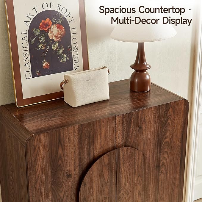 ONBRILL Shoe Storage Cabinet with Doors, Large Shoe Cabinet Storage for Entryway, Wooden 6 Tier Shoe Organizer Cabinets with Adjustable Shelves for Entrance Hallway Living Room Foyer (Walnut)