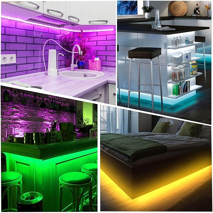 maylit 8 PCS Motion Sensor RGB Under Cabinet Lights Kit, App and Remote Control Led Strip Lights, Music Sync Color Changing Led Lights with Power Adapter, for Cabinet, Counter, Shelf, Bookcase, 13ft