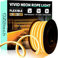 GZBtech Flexible LED Neon Rope Lights 16.4FT,AC 110-120V Waterproof Strip Light, 120LEDs/M Cuttable Connectable Neon Lighting for Indoor Outdoor Home Decor/Commercial Building Use-Amber 5M, ETL Listed