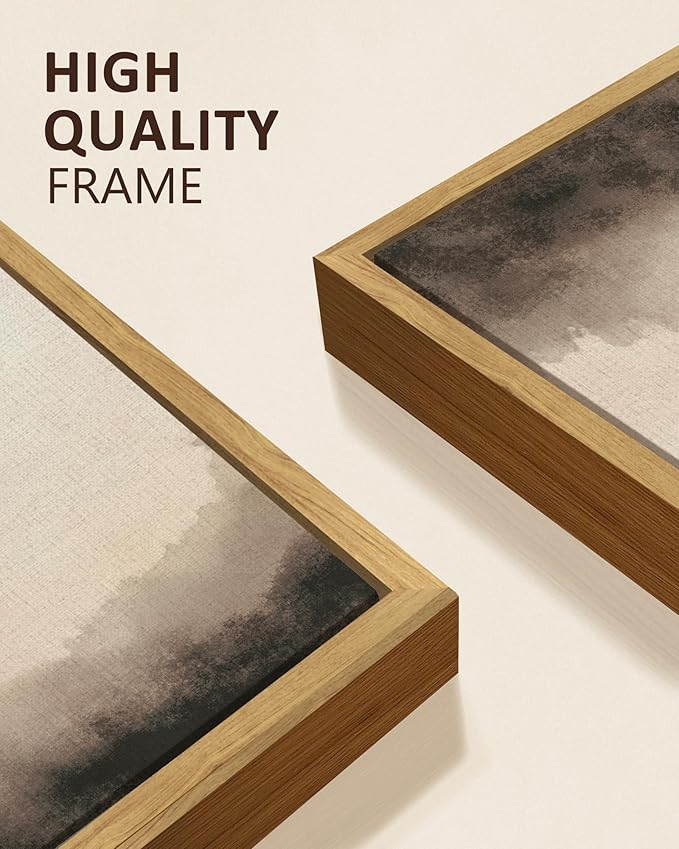 KUVIOKE Abstract Wall Art Minimalism Gray Ink Painting Modern Landscape Artwork for Bedroom living Room Dining room Kitch 8x16in3pcs Natural Framed