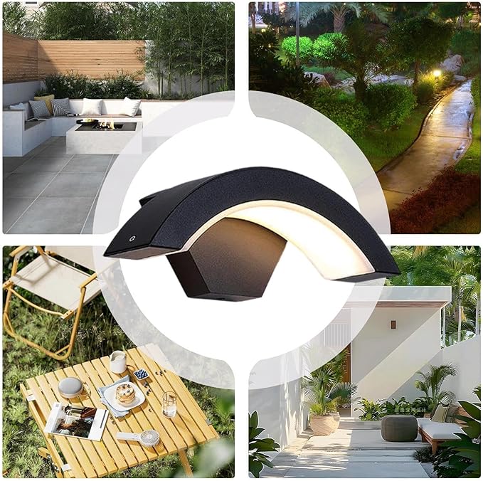 Outdoor Motion Sensor Light | 12W Walkway Wall Arch Sensor Lamp | Backyard Motion Lights | for Porch Garage Patio Garden Walkway Driveway Workshop