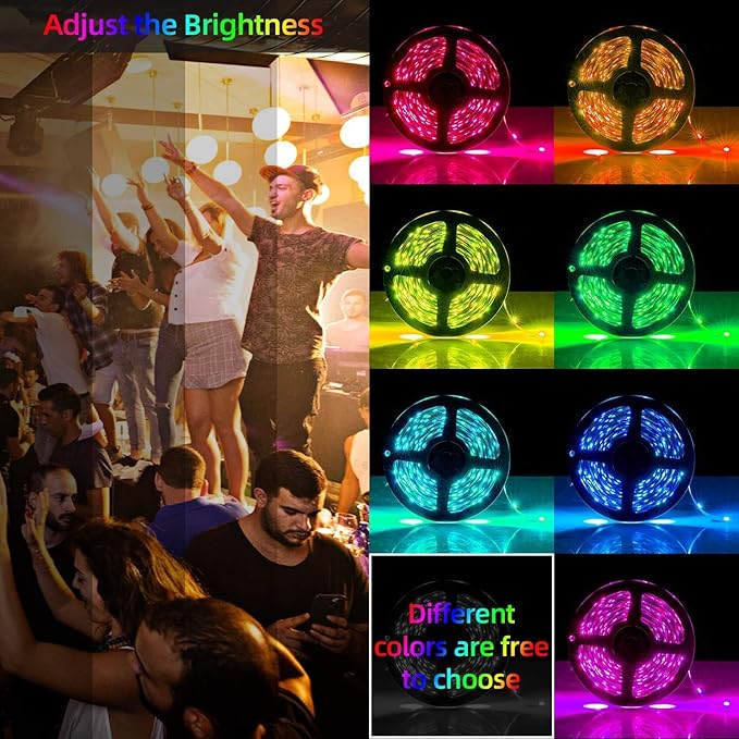 Smart Wi-Fi RGB LED Strip Lights, Music Synced, Color Changing with Remote, App Control for Bedroom Home TV Bar (49.2 FT)