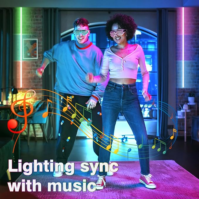 Upgrade Smart RGB Music Sync Multiple Colors Chasing 16.4ft neon Led Strip Lights Cuttable and Linkable, Flexible Outdoor Led Strip Lights Waterproof, APP Control led lights strip Whiteboard