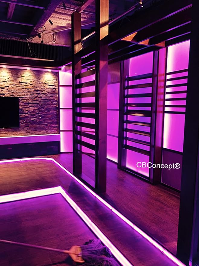CBconcept UL Listed, 50 Feet, 5500 Lumen, Pink, Dimmable, 110-120V AC Flexible Flat LED Strip Rope Light, 930 Units 3528 SMD LEDs, Indoor Outdoor Use, Accessories Included, Ready to use