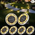 ZAIYW 6 Pack Solar Ground Lights Outdoor Waterproof Garden Lights Solar Powered Disc Landscape Lighting for Pathway Yard Lawn Walkway Deck Decoration (Warm White)