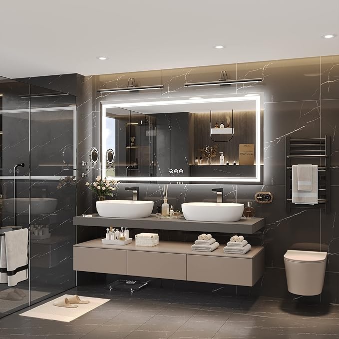 72x36 Inch Led Mirror for Bathroom with Front Light and Backlit, Bathroom Mirror with Led Lights, Vanity Mirror with Lights for Wall, Anti-Fog, Dimmable, Memory Function, Tempered Glass