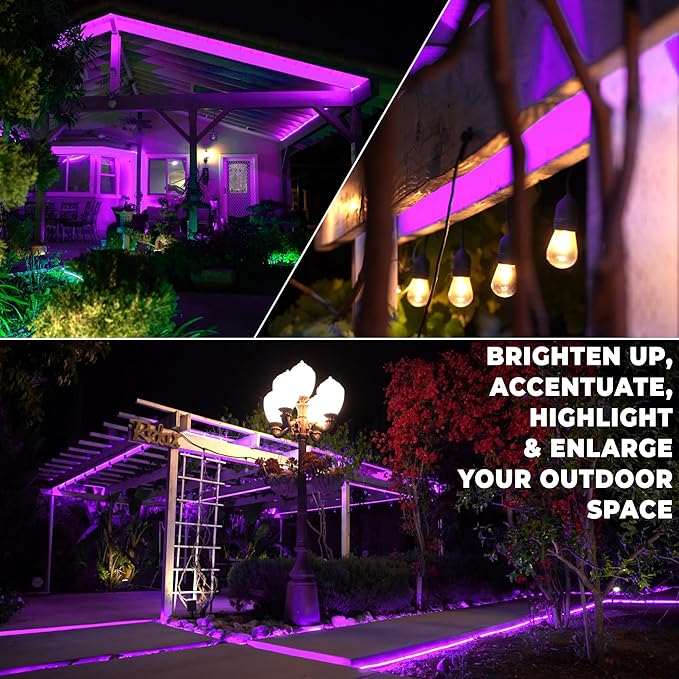 WYZworks 288LEDs 25ft LED Outside Rope Lights, Outdoor ETL Certified Waterproof Permanent 360 Degree Light Emitting, Flexible Tube, Connectable, Christmas Palm Tree Exterior Landscape, Purple