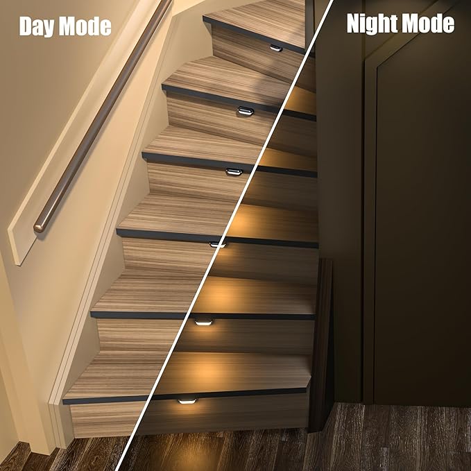 Motion-Triggered LED Stair Lighting Kit SSL-0516-B, Dimmable Delay Lights Off Day/Night Function Suilt for Indoor Stair Lights (Warm White 3000K, 16 Stairs)