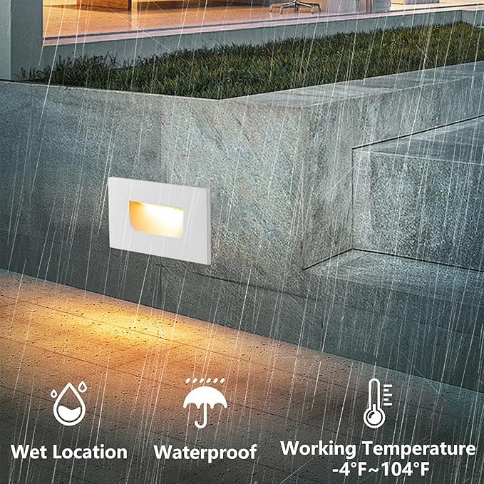 FTL Outdoor Step Lights LED Stair Lights Indoor 120V, Dimmable Deck Stair Light 3.5W 150LM 3CCT 3000K/4000K/5000K, White Light for Steps Horizantal Aluminum Waterproof, 4-Pack