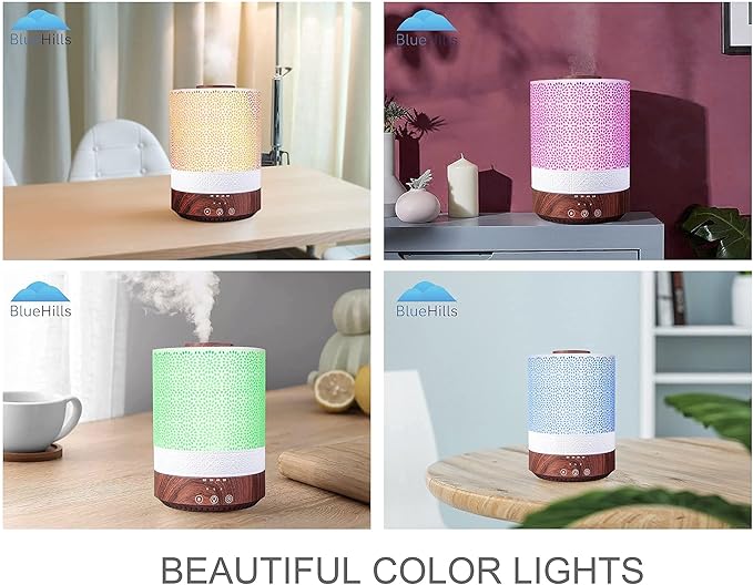 BlueHills Premium Set of 2 2500 ML Large Essential Oil Diffusers for Large Rooms High Mist Output XL Capacity 2.5 L Liter Humidifier Cool Mist Great Gift – Value Pack Dark Wood Grain