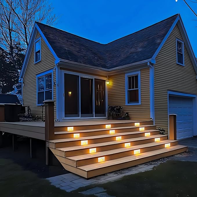 LED Step Lights Indoor Motion Sensor, 4W 300LM 0%-100% Stepless Dimmable 120V Hardwired Stair Lights Outdoor, IP65 Waterproof, 5CCT Staircase Lighting, 2700K/3000K/4000K/5000K/6500K, ETL, 12 Pack