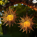 2 Pack Garden Decor Hanging Lanterns Outdoor Waterproof,Solar Lights Metal Sun Gifts Decoration for Yard Clearance Front Porch Lawn Driveway Patio Backyard Pathway Gardening Gift