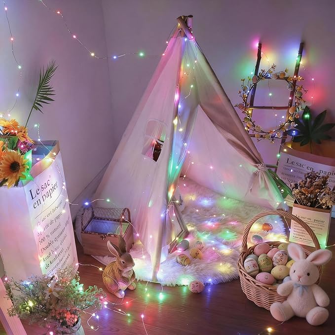 Brizled Color Changing Fairy Lights, 66ft 200 LED Easter Fairy Lights with Remote, Pastel Twinkle Light Dimmable Christmas Light Rainbow Xmas Lighting for Xmas Easter Halloween Party Wedding Tree Home