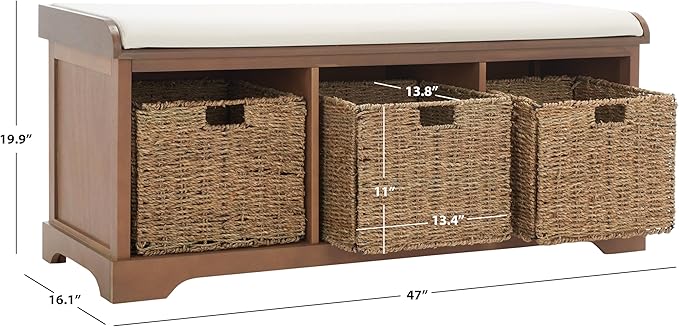 Safavieh American Homes Collection Lonan Grey and White Wicker Storage Bench