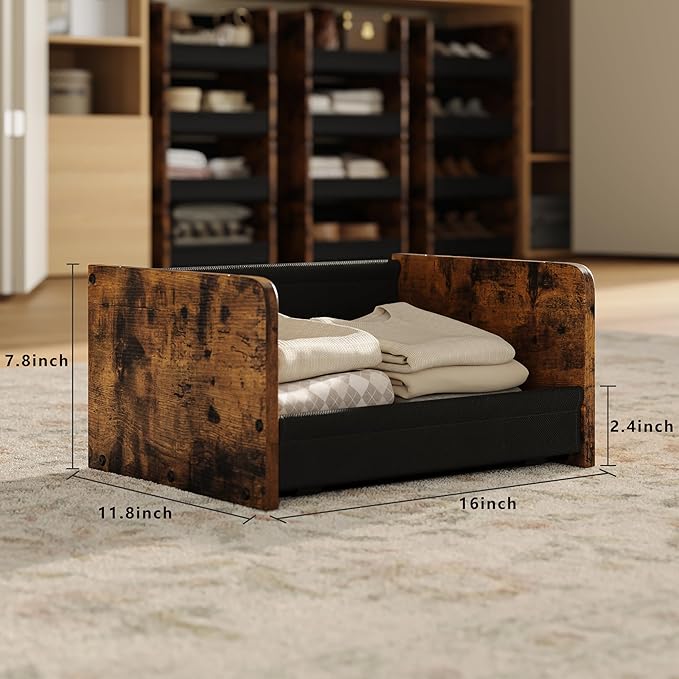 FOUCSSOMEI Closet Organizer and Storage, 4 Tier Stackable Storage Organizer, Wooden & Metal Closet Shelves, Modular Clothes Organizer, Storage Shelf, Bedroom & Closet Organization, Patent Design