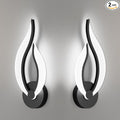 Hard-Wired 2-Pack Modern Indoor Wall Sconce 10W LED Black Dimmable Wall Sconce Set of 2 for Living Room Bedroom Hallway (Cool White Light, 5500K)