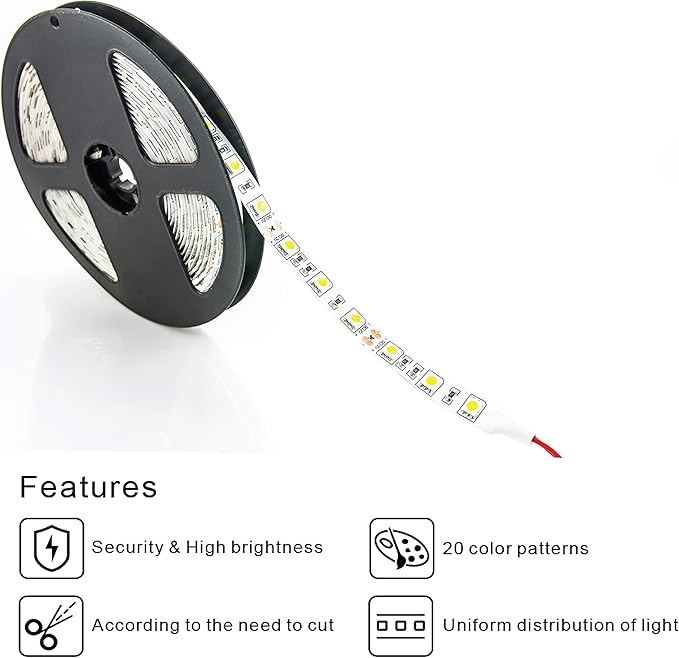 WBM SMART LED Strip Lights, LED Lights for Bedroom, 32 ft Long, 3M Strong Adhesive, Cutable LED Lights with IR Remote Controller