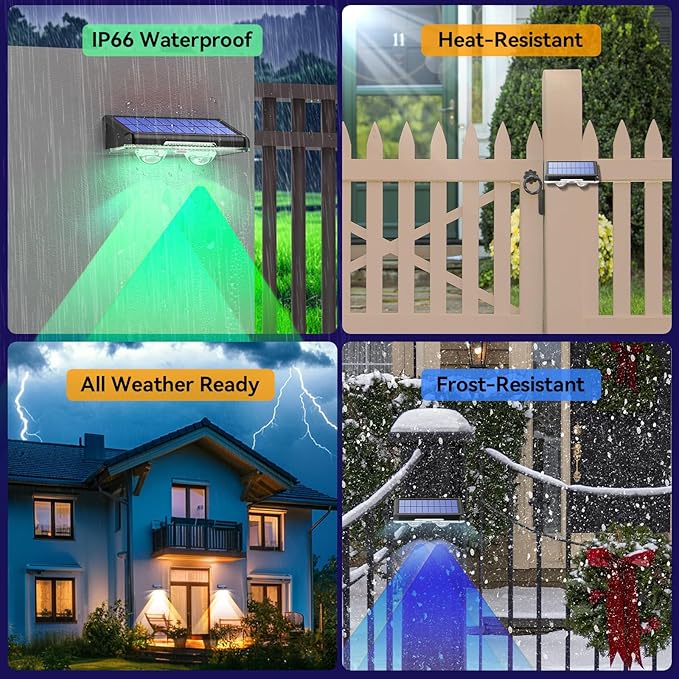 TECKNET Solar Fence Lights Outdoor 12 Pack, Warm White & 6 Colors & RGB, IP66 Waterproof LED Deck Light, Dusk to Dawn Fence Lights Solar for Wall, Railing, Step, Patio, Pool, Backyard, Outside