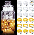 Aogist 24 Pack Fairy Lights 3 Modes 7ft 20 LED Waterproof,Battery Operated Silver Wire Firefly Starry Moon Mini String Lights for Mason Jars Christmas DIY Crafts Party Bedroom,Cool White&Warm White