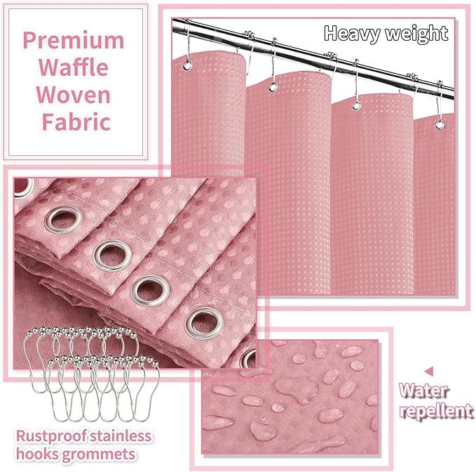 XLHOMO 28PC Bathroom Set - Gorgeous Pink Bathroom Set, Bathroom Accessory Set, Pink Shower Curtain Set with 5PC Shower Caddies