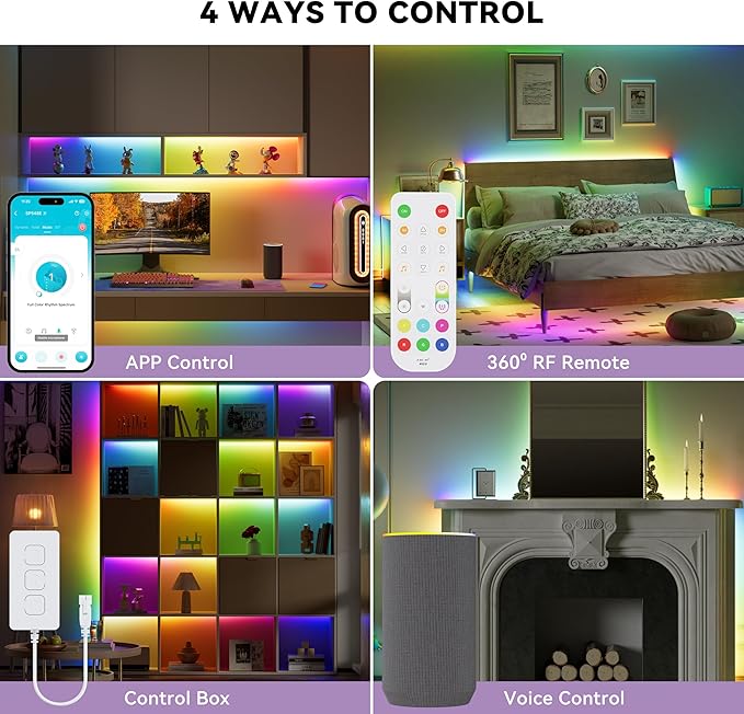 MIWISE Smart LED Controller with APP & RF Remote, Music Sync, Compatible with Alexa/Google, for 5V-24V WS2811 WS2812 SM16703 Addressable Dream Color LED Strip Light