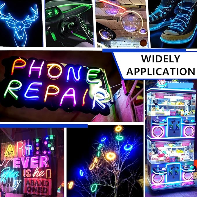 Ourbest EL Wire Lights Battery Powered, Wearable Led Wire Lights 5in1 neon String Light,DIY neon Sign kit Stay/Slow/Fast Flash Party Decoration 1M Blue