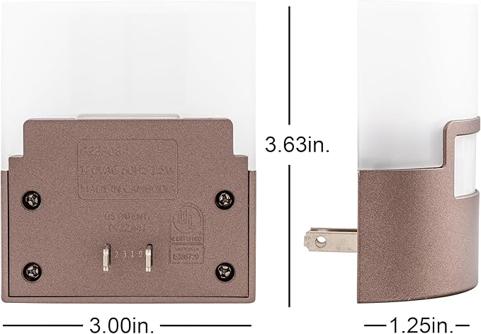 GE LED Motion Sensor Night Light, Plug into wall, 40 Lumens, Soft White, UL-Certified, Energy Efficient, Ideal Nightlight for Bedroom, Bathroom, Kitchen, Hallway, 26140, Bronze, 1 Pack