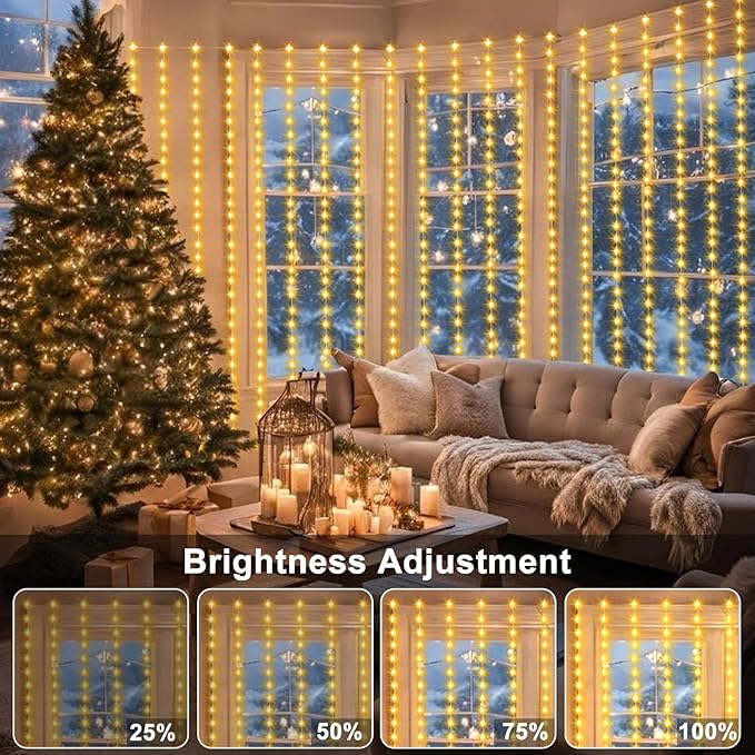 ZAIYW Curtain Lights 600 LED 20Ftx10Ft, Dual Color Changing Curtain Fairy Light Connectable with Timer Remote Waterproof for Bedroom Wedding Party Garden Outdoor Decor (Warm White & Multicolor)