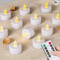 LED Tea Light Flameless Candles with Remote Control Flickering Tealight Long Lasting, Battery Operated with Timer for Halloween Home Decoration Seasonal &Festival Celebration WarmYellow (24pcs)