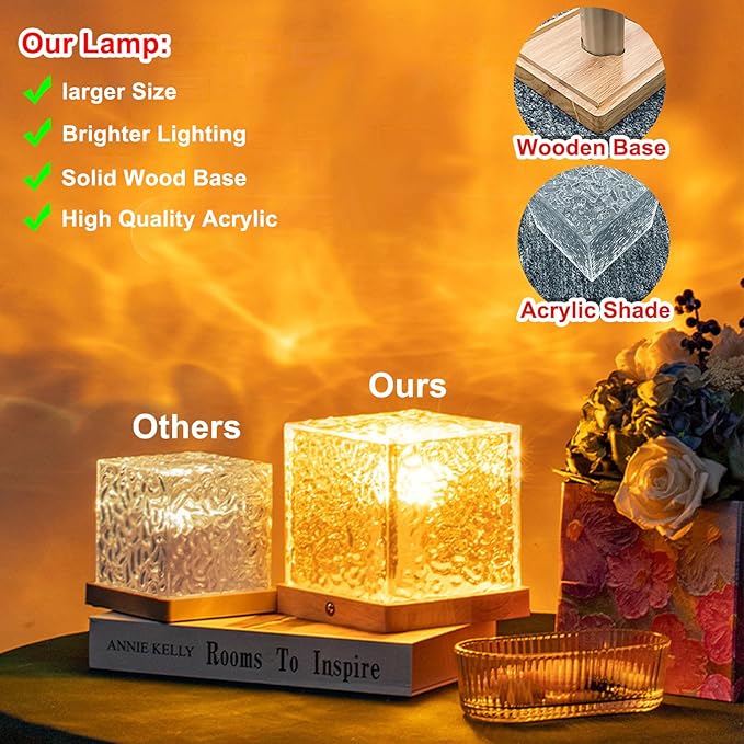 2Pack Aurora Ocean Wave Lights Projector, Cordless Rechargeable 16 Colors 4 Modes Northern Lights Dimmable Ambient Mood Lighting,Color Changing Night Light for Bedroom Shower (Large)
